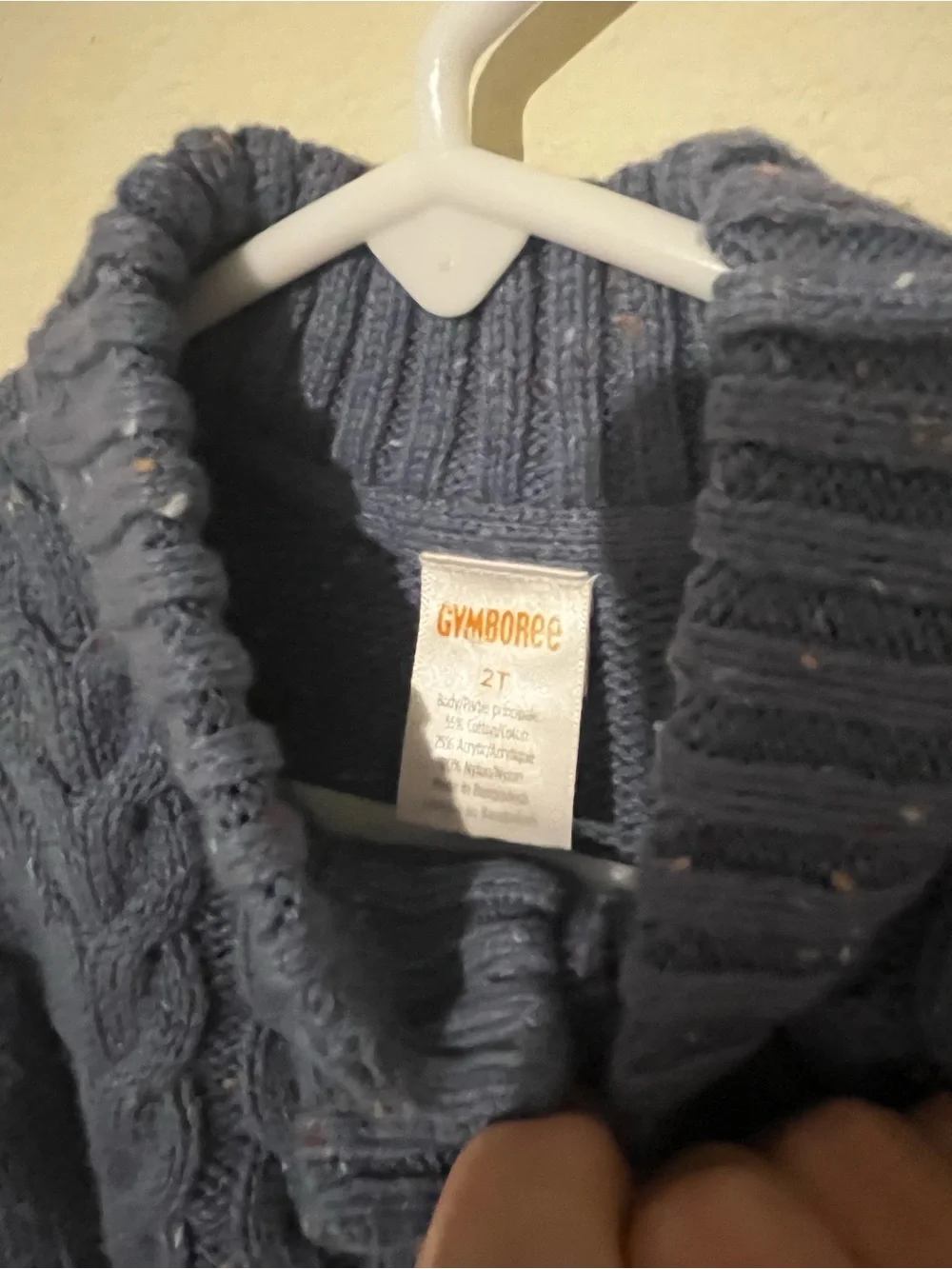 Gymboree Navy Cable-Knit Crewneck Sweater with Button Placket